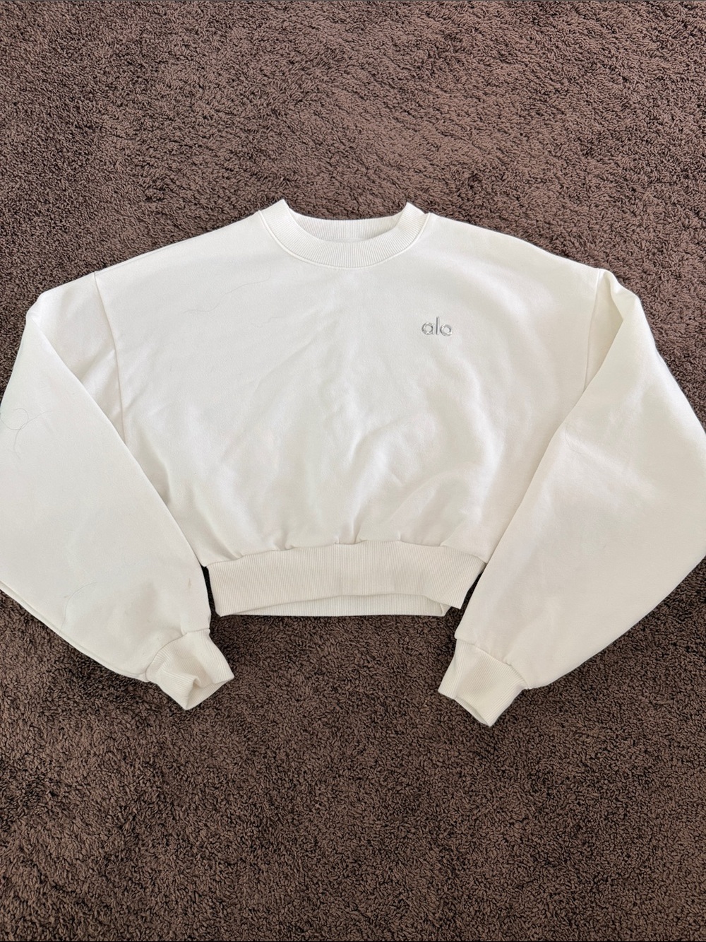 ALO Yoga White Cropped Crew Sweatshirt